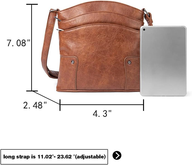 CLUCI Umhängetasche Damen Klein Crossbody Clutch Handytasche mit Geldbörse Dunkelbraun 2-dunkelbraun