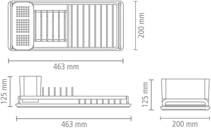 Brabantia Abtropfgestell, Aluminium/Kunststoff, Licht Grau, 13 x 49 x 21.6 cm Kompakt Light Grey, Ko