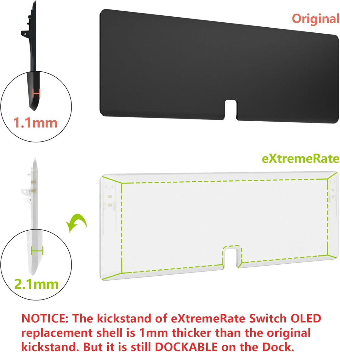 eXtremeRate Full Hülle für Nintendo Switch OLED, DIY-Ersatz Konsole case & Kickstand, NS Joycon Gehä