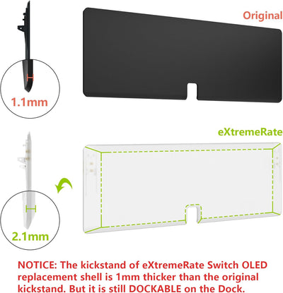 eXtremeRate Full Hülle für Nintendo Switch OLED, DIY-Ersatz Konsole case & Kickstand, NS Joycon Gehä