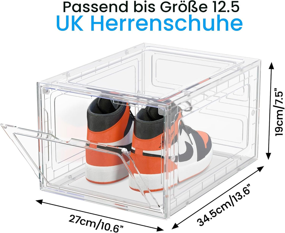 8er-Pack Schuhaufbewahrungsboxen – durchsichtige, stapelbare Boxen – Aufbewahrungsboxen aus Kunststo