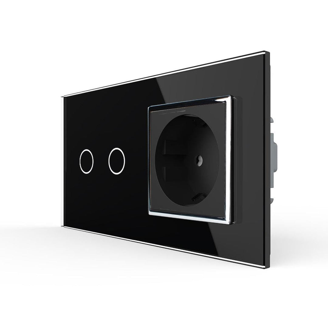 LIVOLO 2-Weg Lichtschalter/Steckdose TouchSchalter Komplettset mit Serienschalter Steckdose und Glas