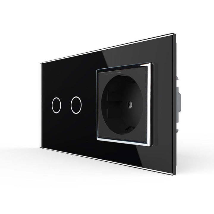 LIVOLO 2-Weg Lichtschalter/Steckdose TouchSchalter Komplettset mit Serienschalter Steckdose und Glas