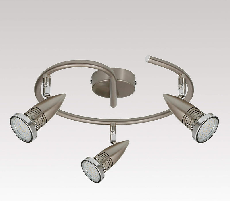 Trango 3-flammig 2005-032G LED Deckenleuchte in Edelstahl-Optik Rondell *ANY* inkl. 3x 3 Watt GU10 L