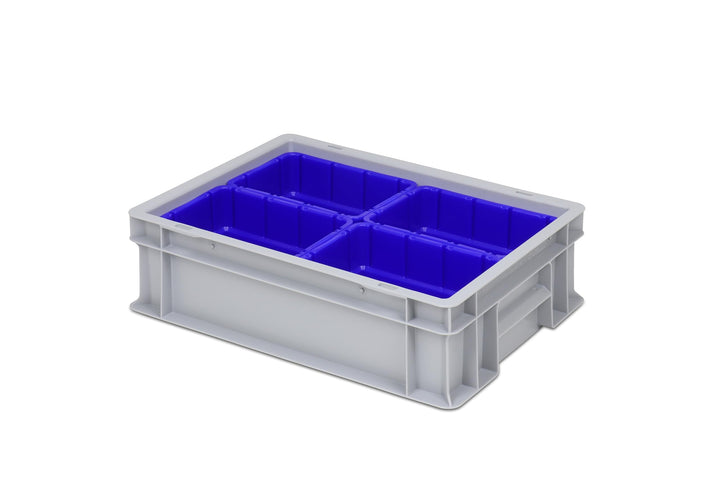 Einsatzkasten Einteilungs-Set für Eurobehälter, Schubladen mit Innenmass 362x262 mm (LxB), 102 mm ho