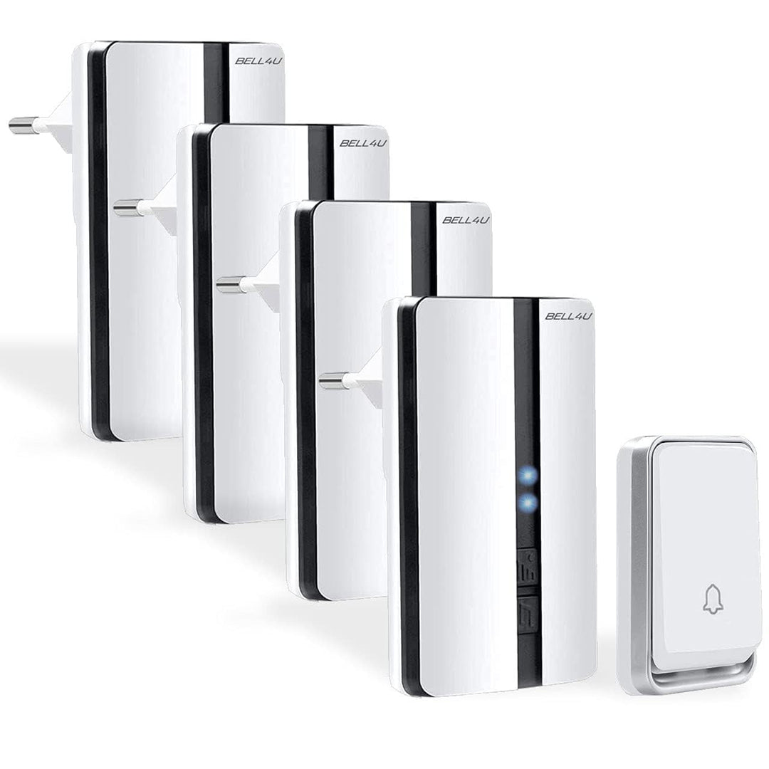 Funkklingel Set, batterielos, 1 Sender, 4 Empfänger | Keine Batterien erforderlich, 200 m Reichweite