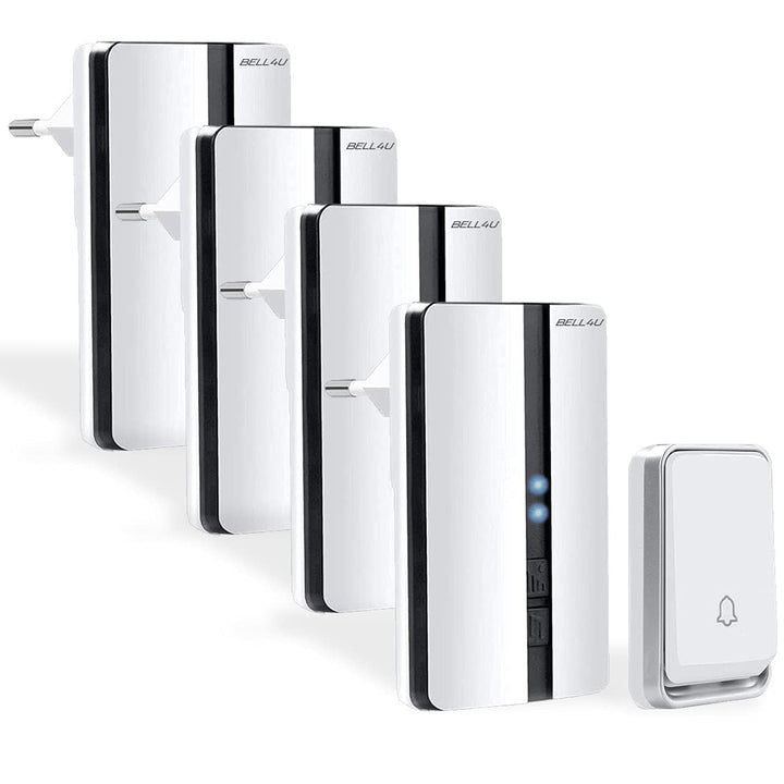 Funkklingel Set, batterielos, 1 Sender, 4 Empfänger | Keine Batterien erforderlich, 200 m Reichweite