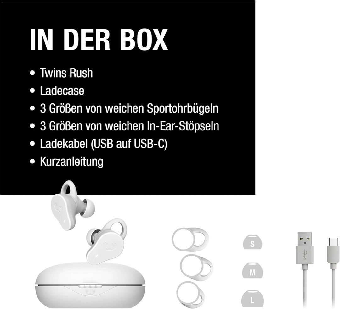 Fresh 'n Rebel Twins Rush, Bluetooth Kopfhörer Sport In-Ear mit Hybrid aktiver Noise Cancelling, Amb