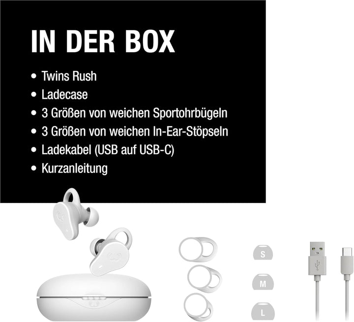 Fresh 'n Rebel Twins Rush, Bluetooth Kopfhörer Sport In-Ear mit Hybrid aktiver Noise Cancelling, Amb