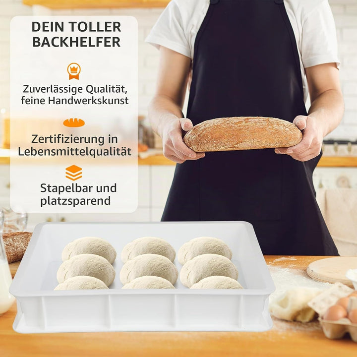 Windfromort Pizzaballenbox – Kunststoff Teigbox – Gärbox Sauerteig &amp; Teig 40×30×10 cm – Pizzateig Bo