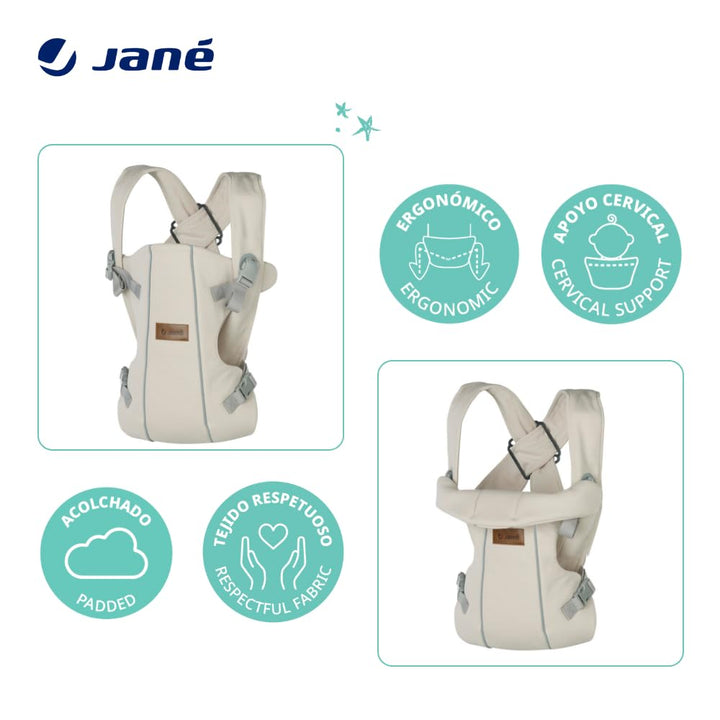 Jané Dual, ergonomische Babytrage, von Geburt bis 15 kg, 3 Positionen, atmungsaktiv und gepolstert,