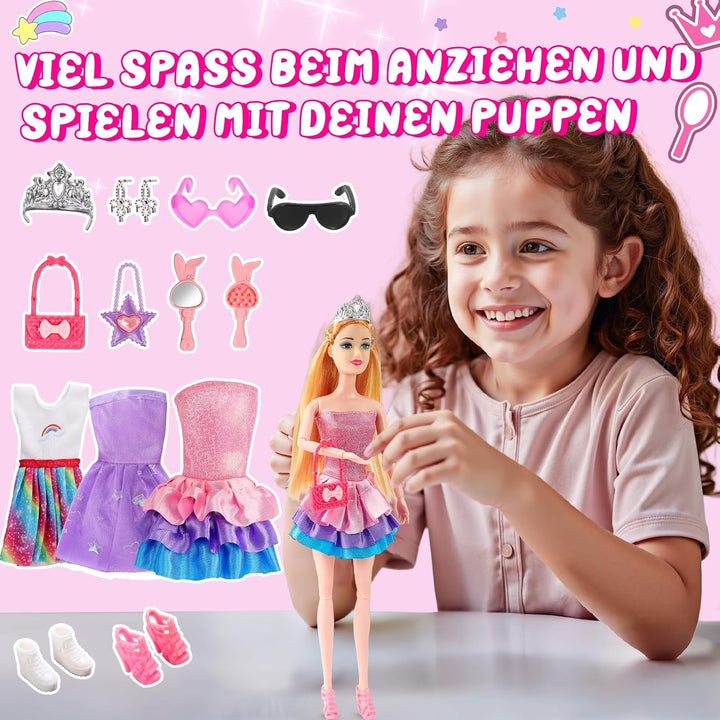 HappyGoLucky Ferngesteuertes Auto für Mädchen ab 3 4 5 6 7 8 Jahre – RC Spielzeug mit Puppen & 3 Out