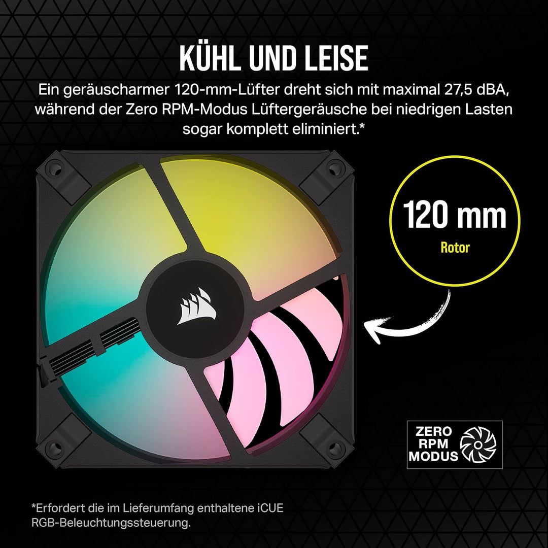 Corsair AF120 RGB Slim, 120-mm-PWM-Lüftersatz Mit Dynamischem Lager - Dünnes Profil Für Kleine Gehäu