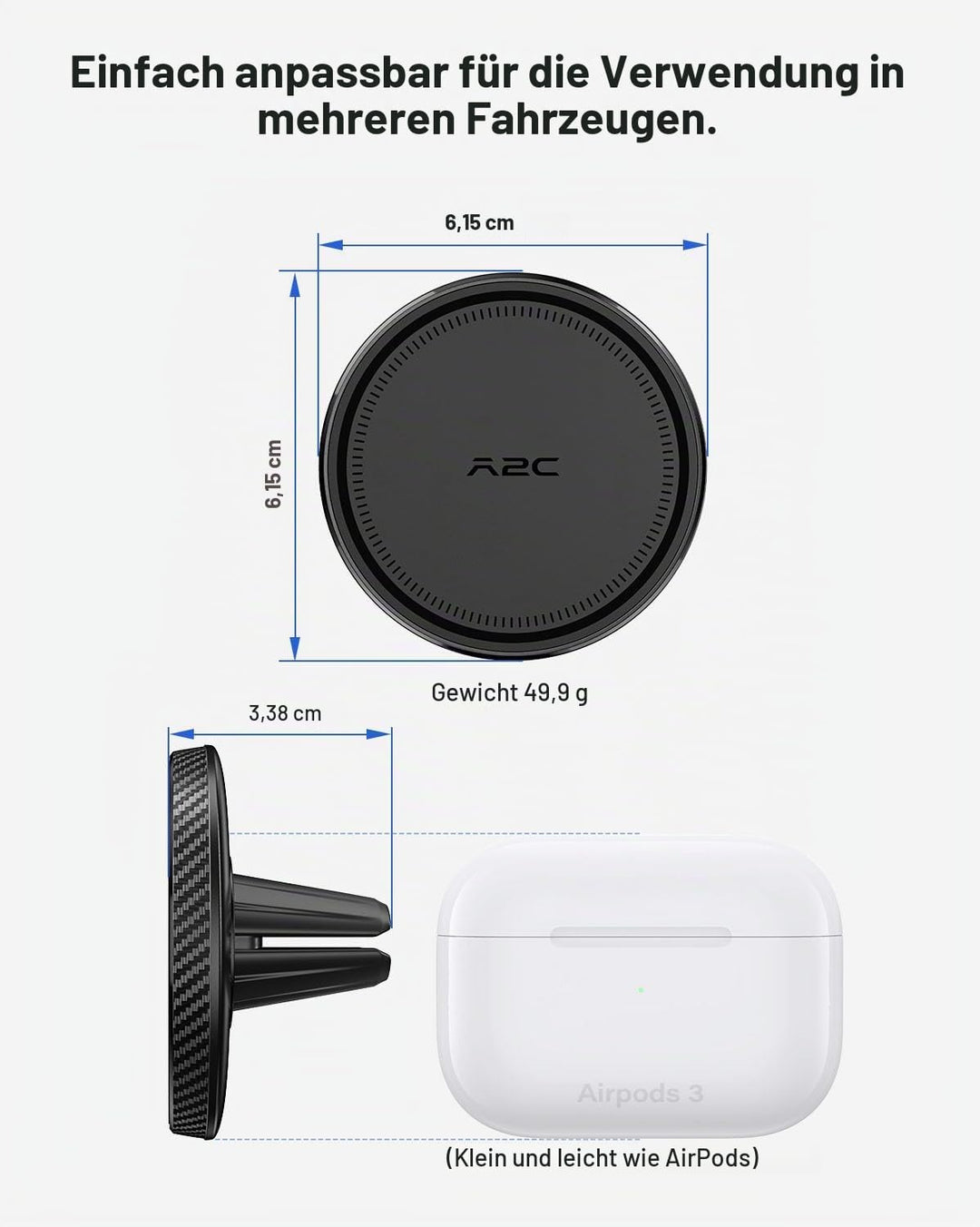 A2C Handyhalterung Auto Lüftung für Magsafe [17*N54 Magnet &amp; Ultra-Stabiler] Universal Autohalterung