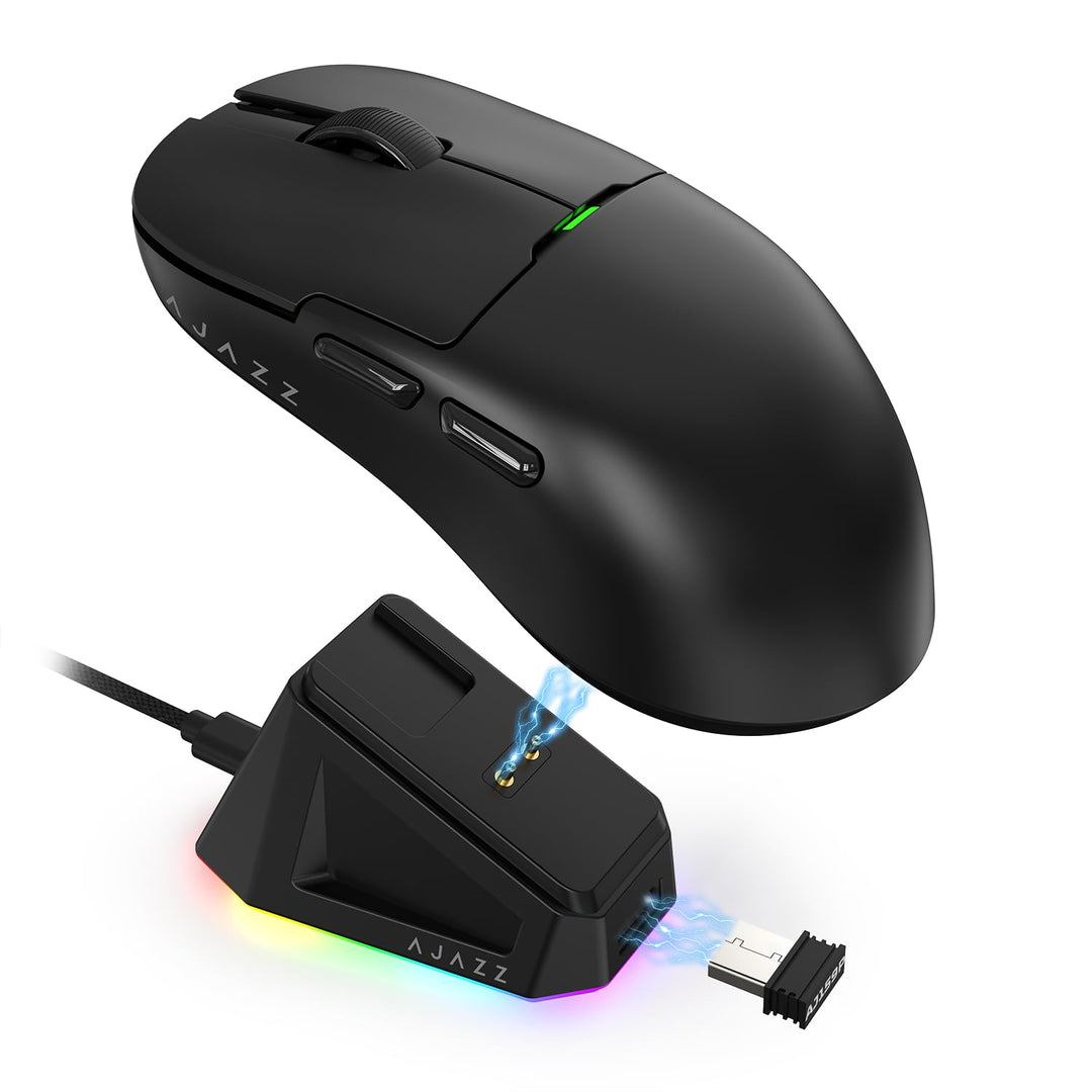 AJAZZ AJ159P SUPERLIGHT Kabellose Gaming-Maus mit Magnetischer Ladestation, Ultraleicht 56g, Pixart