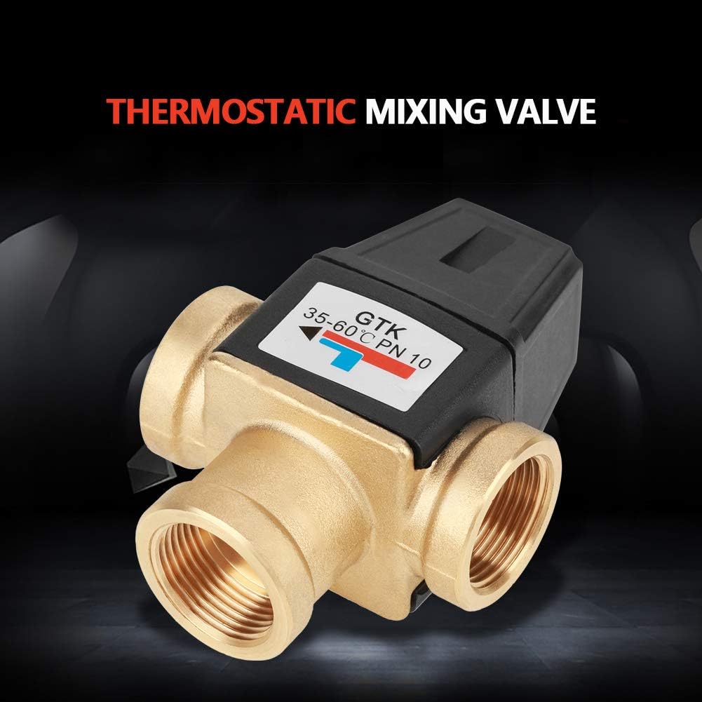 Messing Thermostat-Mischventil 3 Wege DN20-Innengewinde, für Heiss- und Kaltwassertemperaturregelung