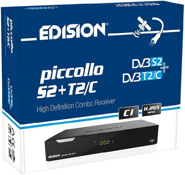 Edison Piccollo S2+T2/C Full HD Satelliten-Kabel-Receiver FTA HDTV DVB-S2/C/T2 (HDMI, AV, USB 2.0,Di