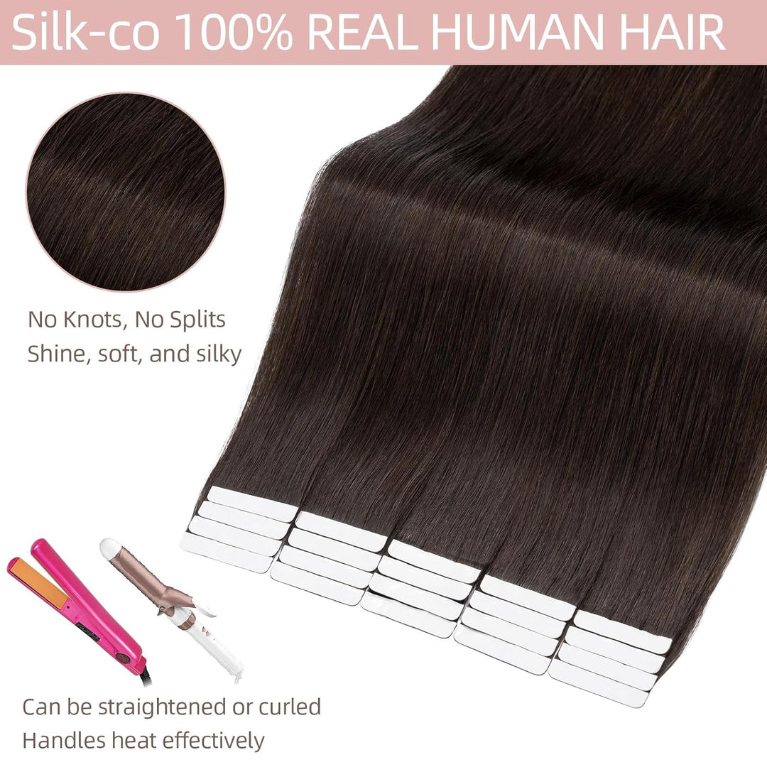 Silk-co Tape in Extensions Echthaar 40stk, Remy Tape Extensions Echthaar, Skin Weft Haarextensions K