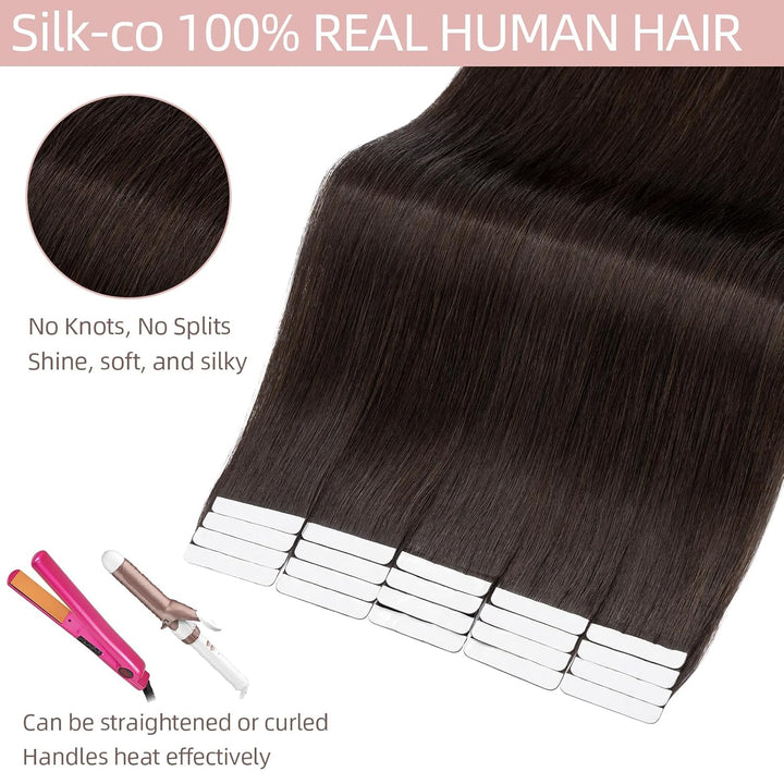 Silk-co Tape in Extensions Echthaar 40stk, Remy Tape Extensions Echthaar, Skin Weft Haarextensions K