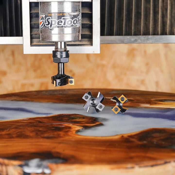 SpeTool Planfräser 8mm Schaft 38.1mm Schnittdurchmesser Planfräser mit 4 austauschbaren Hartmetallme