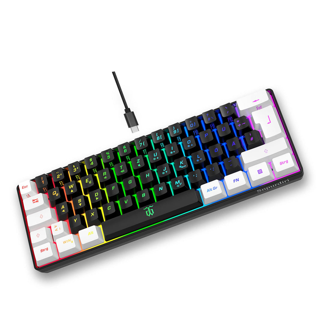 Snpurdiri 60% kabelgebundene Gaming-Tastatur, kleine, tragbare kompakte RGB-Tastatur für PC, Mac, Bü