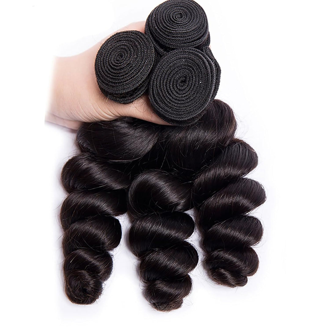 Huarisi Loose Wave 18 20 22 Human Hair Bundles, Brazilian Loose Wave Hair 3 Bundles, 8A Grade 100% U