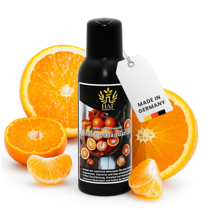 HAF Saunaaufguss Orange Mandarine 250 ml - Sauna Aufgussmittel mit natürlichen ätherischen Ölen - Sa