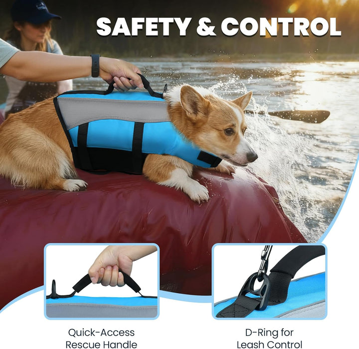 VIVAGLORY Front Float Schwimmweste Hund, Hundeschwimmweste für Bootfahren, Schwimmweste with Kopfstü