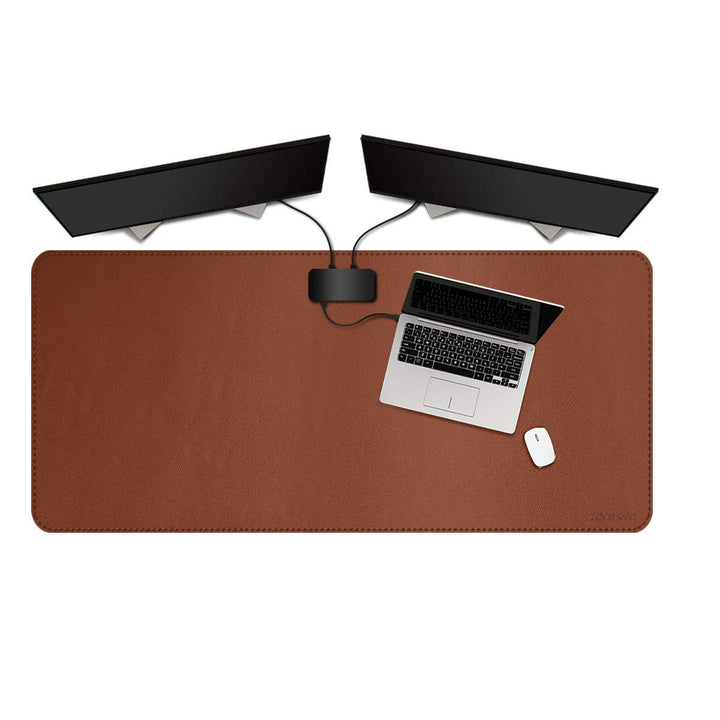 ZORESYN Schreibtischunterlage aus PU-Leder [Braun] - XXL Tischschoner (120x60cm) wasserdichte Schrei