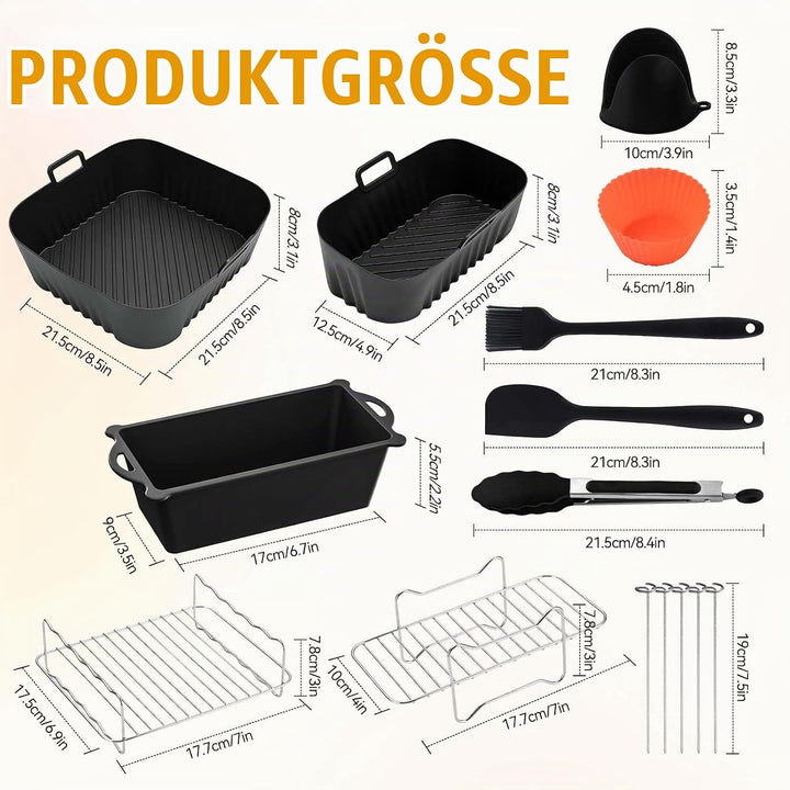 26 Stück Heissluftfritteuse Zubehör für Philips Dual Basket Airfryer 3000/5000 Serie 9L(6L/3L), Aus