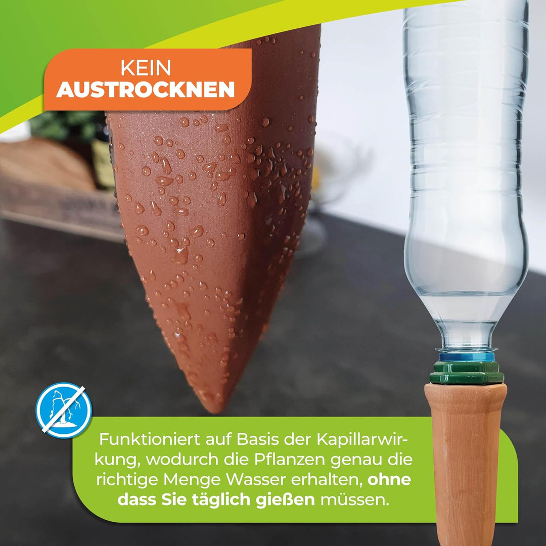Bio Green Pflanzen Bewässerung Hydro Classic Tonkegel, terracotta/grün - für PET Flaschen Classic 4