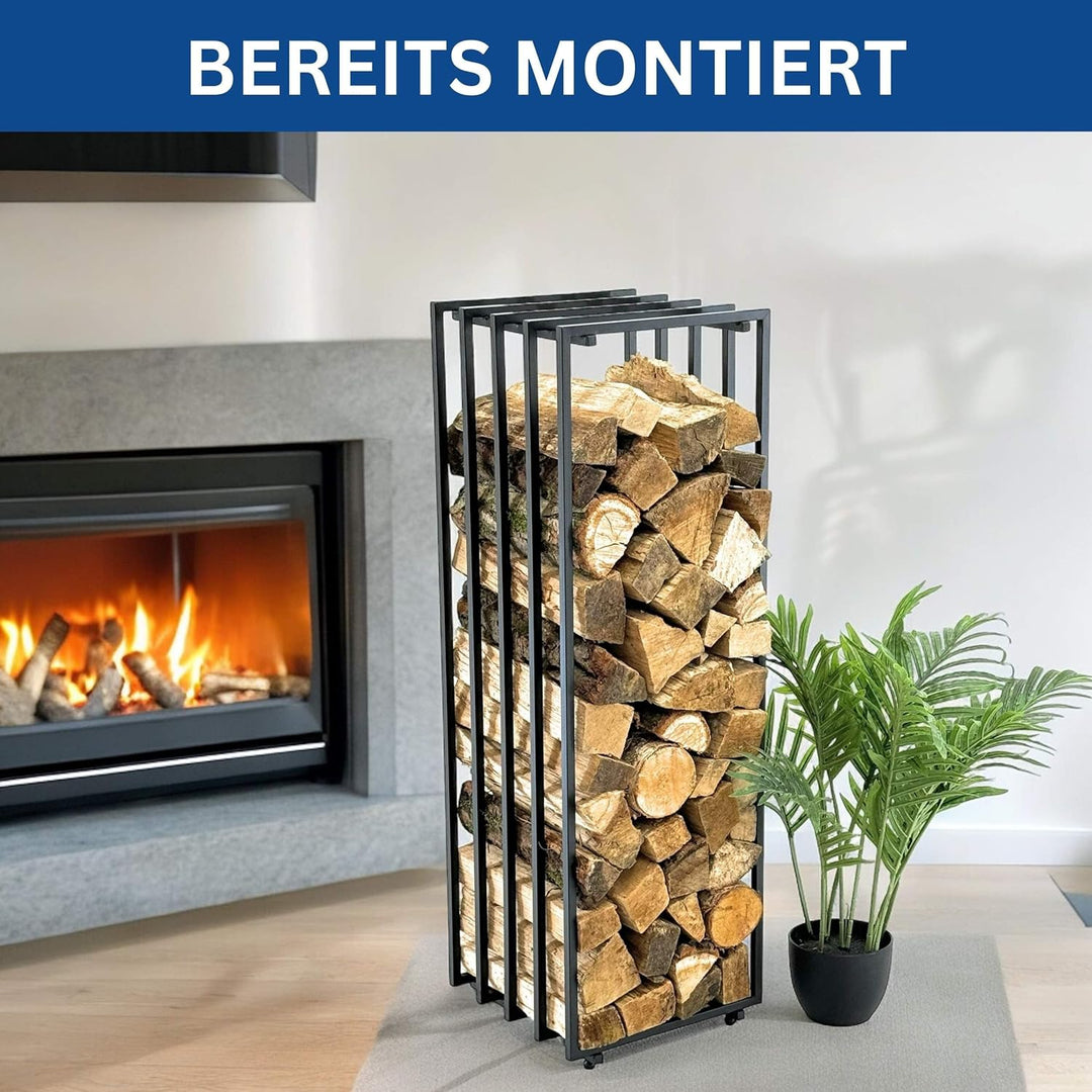 DanDiBo Kaminholzregal Innen Metall Schwarz Feuerholzregal Brennholzregal Kaminholzständer 96609 Kam