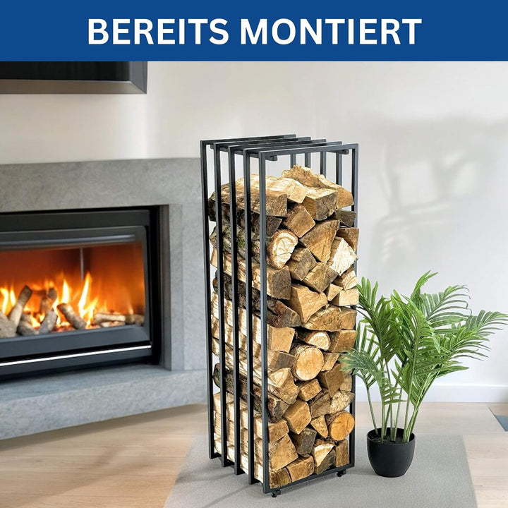 DanDiBo Kaminholzregal Innen Metall Schwarz Feuerholzregal Brennholzregal Kaminholzständer 96609 Kam