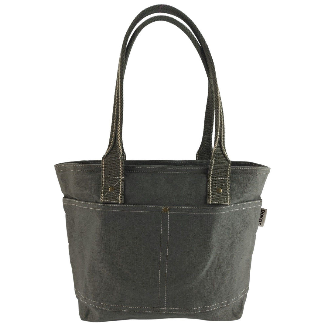Domelo Damen Handtasche/Shopper. Vegane Schultertasche aus Canvas. Grosse schlichte Tote Tasche aus