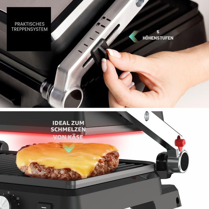 Taurus - Kontaktgrill Essential 2600W | 2-in-1 Grill & Plancha | Platten 29x23 cm | PFOA-frei | Fett