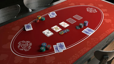 Bullets Playing Cards Heads-Up Pokermatte Rot in 80 x 80cm für den eigenen Pokertisch - Deluxe Poker