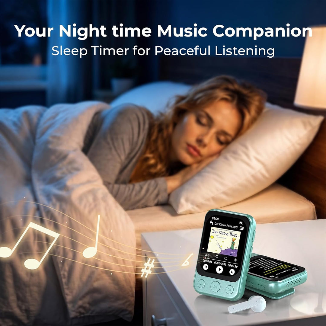 64GB MP3 Player Bluetooth 5.3 mit Clip, Touchscreen &amp; Tasten, Lautsprecher