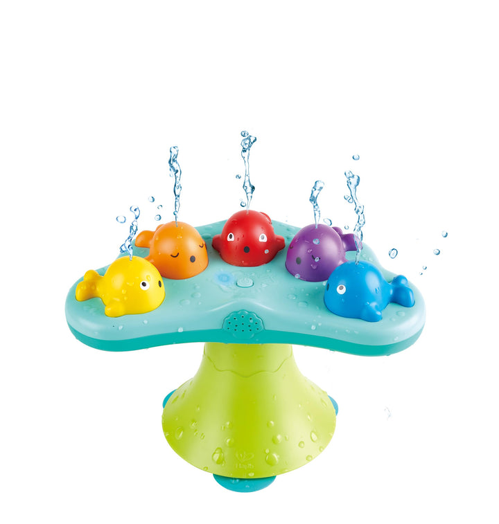 Hape Badespielzeug Musikalische Wale - mit 5 Melodien und Wasserfontänen, Badespielzeug mit Musik un