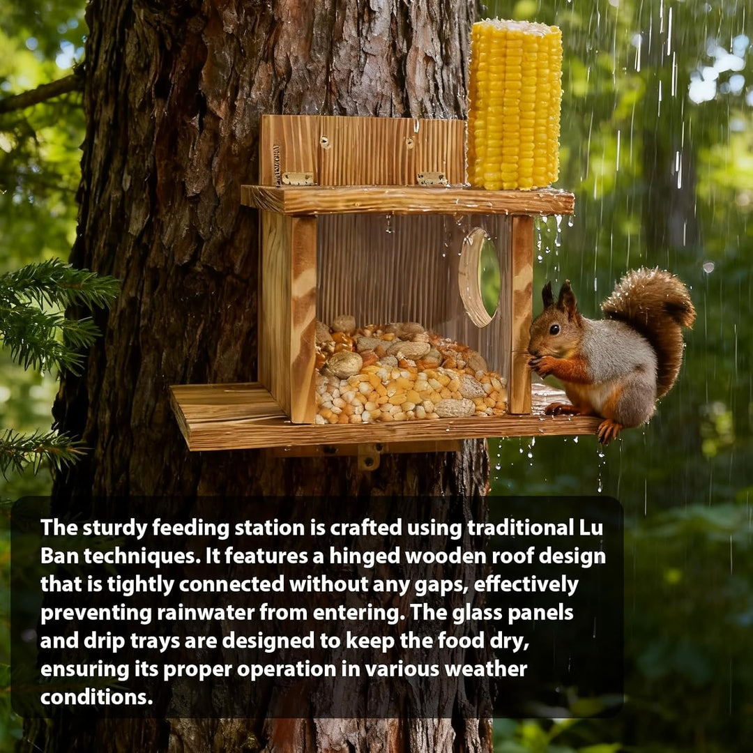 Eichhörnchen Futterhaus aus Holz - Eichhörnchen Futterstation, Eichhörnchen Haus Wetterfest, Eichhör