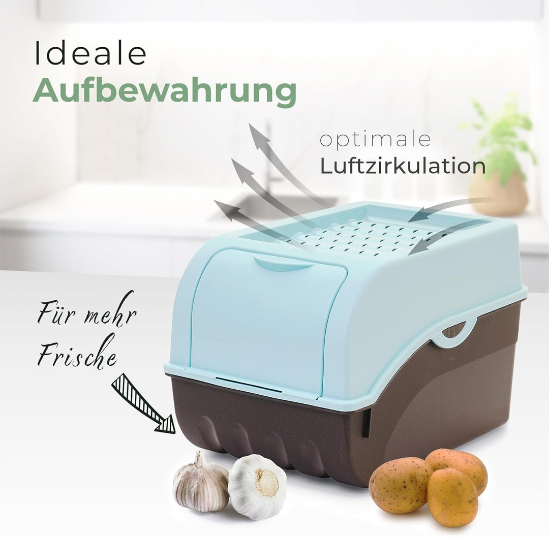 Novaliv Kartoffel Aufbewahrungsboxen Set | 3,5L + 5L + 9L | TÜRKIS | Kartoffelboxen | Gemüseboxen st