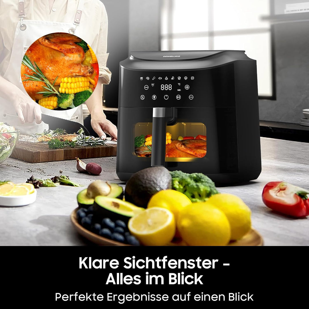 Heissluftfritteuse 9L Airfryer– 2350W Heissluftfritteuse für schnelles Garen, Fritteuse ohne Öl Mit