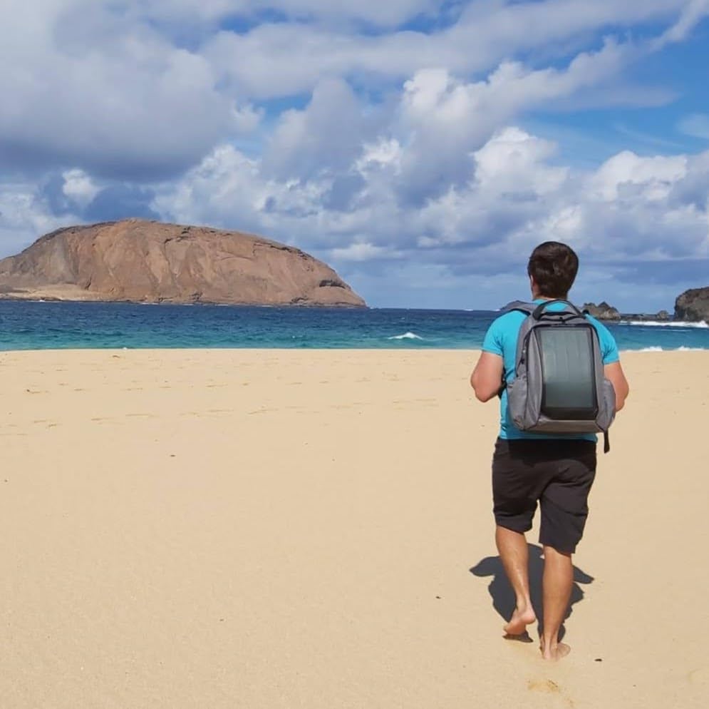 Wasserdichter Laptop Rucksack mit intergriertem Solar Paneel, Outdoor Backpack Tasche für Damen und