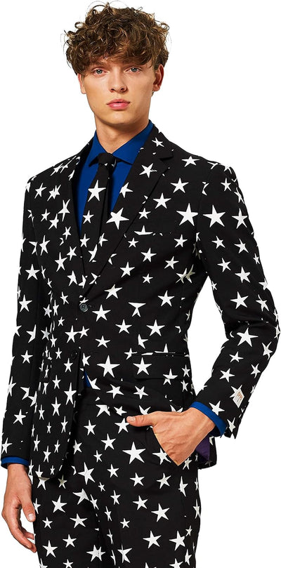 OppoSuits Herren Opposuits Halloween Suit For Men in Creepy And Stylish Print Anzug 48 Starstruck, 4