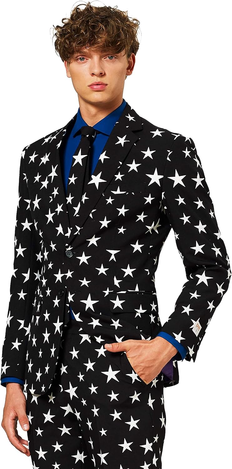 OppoSuits Herren Opposuits Halloween Suit For Men in Creepy And Stylish Print Anzug 48 Starstruck, 4