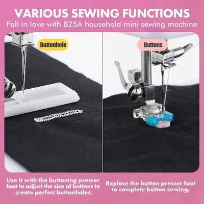 LetCart 825A Nähmaschine, Tragbare Elektrische Nähmaschine für Anfänger, Mini-Nähmaschine mit Fusspe