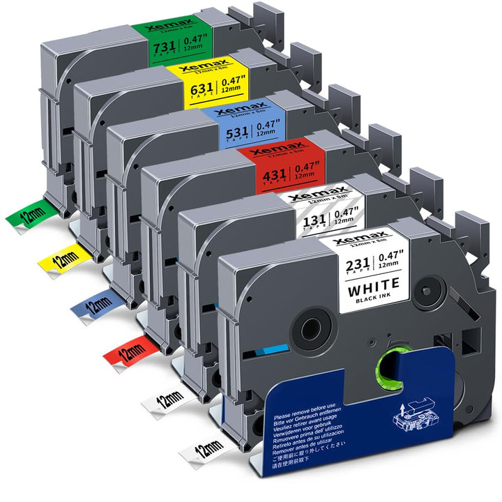 6x XemaX Kompatibel Schriftband Ersatz für Brother P-touch Bänder TZe-231 TZe-131 TZe-431 TZe-531 TZ