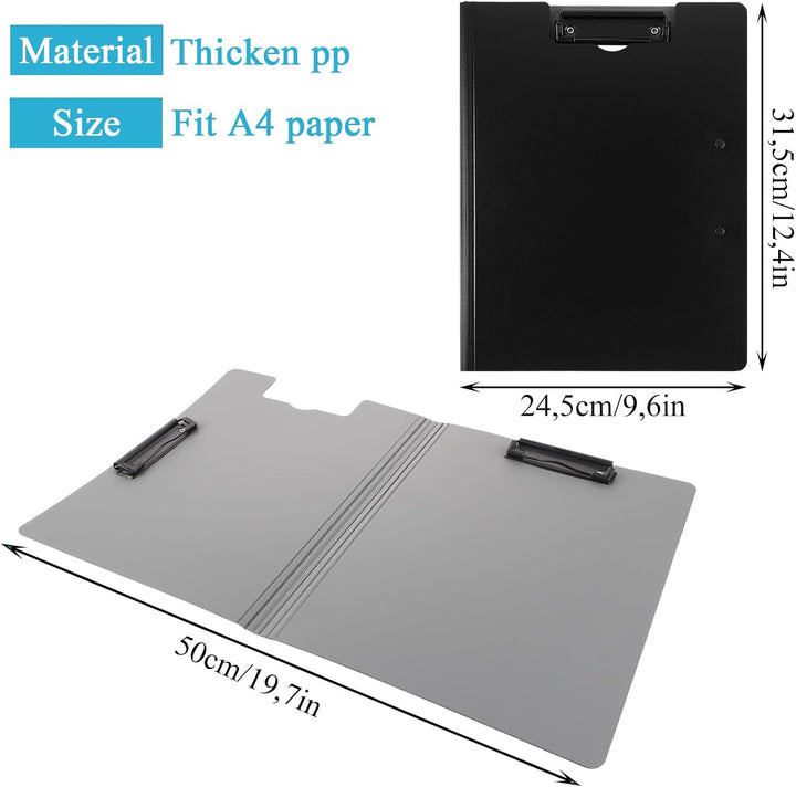 FWEEK 10 Stück Klemmbrett A4, Klemmbrettmappe mit Deckel, Klemmbrettmappe A4, Schwarz Kunststoff Ord