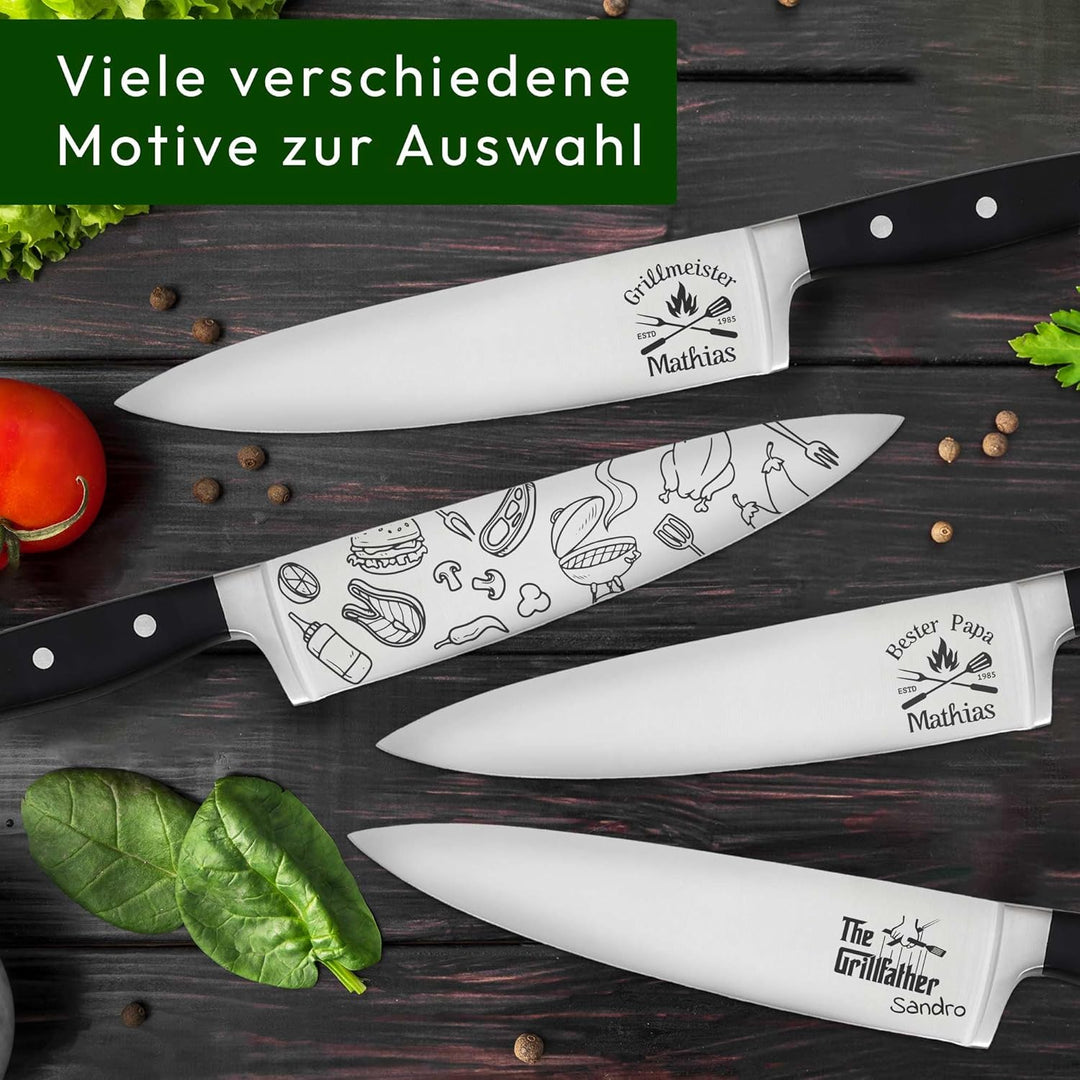 Grillmesser mit Gravur | Grillen Geschenke für Männer | Grillmeister Fleischmesser | Geschenke für G