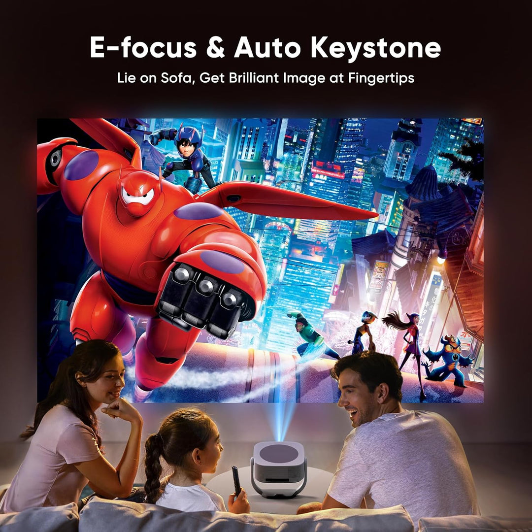 [Built-in Apps] Beamer, E-Fokus/Auto Trapezkorrektur Mini Beamer 4K Native 1080P, WiFi Buetooth Trag