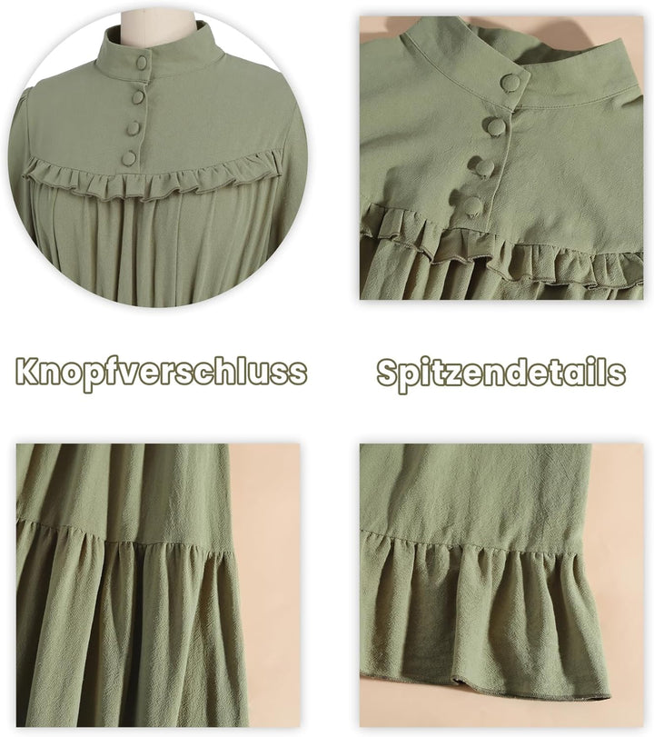Renaissance Kleid Mittelalter Kleidung Damen Vintage Kleider Damen Kleid Langarm Viktorianisches Kle